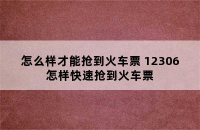 怎么样才能抢到火车票 12306怎样快速抢到火车票